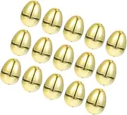 ANDRESLAD Easter Basket Fillers 15pcs Decorative Plastic Eggs Faux Gold Finish Artificial Egg Stuffers for Easter Party Bag