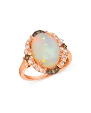 Bloomingdale's Fine Collection Opal, Brown & White Diamond Halo Ring 14K Rose Gold