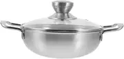Abaodam 1Set Household Double Handles Stainless Steel Cooking Wok Portable Outdoor Hot Pot for Kitchen Cooking and Camping Durable Easy to Clean Cookware for Home Food