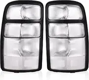 Tail Light Compatible With 2000-2006 Chevy Tahoe Suburban 1500 2500 GMC Yukon Driver and Passenger Side Rear Light Brake Lamps (OE-White Clear Lens)