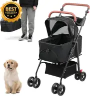 3-in-1 Folding Dog Stroller, Pet Stroller with Removable Carrier, All-Terrain
