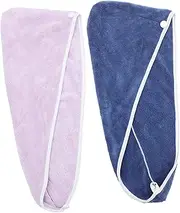 WOONEKY 2pcs Quick Dry Hair Towels for Women Absorbent Microfiber Hair Wraps Lightweight Design Fast Drying Comfortable Use for Home Gym
