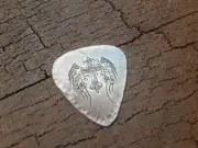 sterling silver guitar pick - playable with cross - hammered guitar pick