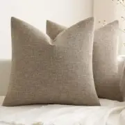 Pack of 2 Linen Pillow Covers Square Rustic 18" x 18" (Pack of 2) Brown