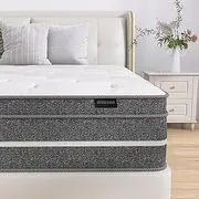 Hohamn Queen Mattresses 14 Inch Euro Top Queen Mattress with Memory Foam Hybird Individually Wrapped Pocket Spring Mattress in A Box,Queen Size Mattress