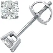 Platinum Four-Prong Diamond Stud Earrings
