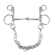 5'' Stainless Bit with Curb Chain and Curb Hooks Snaffle Pelham