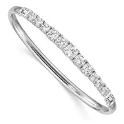 Sterling Silver Rhodium-Plated Graduated Cz Hinged Bangle