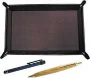 Chevrolet Choco Color Cowhide Leather Pen Tray Metal Touch Stick Blue and Maple Wood Axis Retro Ballpoint Pen Set TRATYO-ALL-HS47S