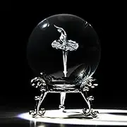 HDCRYSTALGIFTS 3D Laser Engraved Ballerina Dancing Crystal Ball Paperweight Elegant Ballet Dancer Girl Figurine Glass Sphere Home Art Decor (60mm,2.4inch)