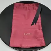 Gucci Burgundy Red Silk Pouch Bag 9" x 5" With Drawstring