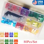 80pcs Blade Fuse Assortment Assorted Set For Auto Car Truck Motorcycle Fuses Kit