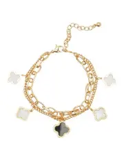 Mocha Rosie Clover Bracelet - Light Gold