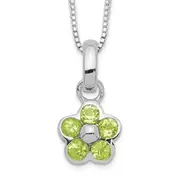 Sterling Silver Peridot Flower Pendant Necklace