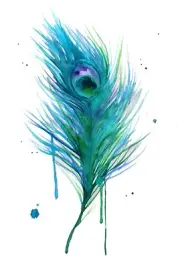 Blue Feather Framed Canvas watercolor Home decor wall quality Canvas print art