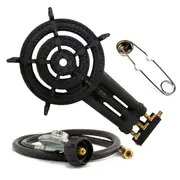 Cast Iron Triple Ring Gas Burner Cooker with LPG Hose & Regulator