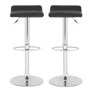 Home Square 22.4"-20.9" Chrome Steel Bar Stool in Black - Set of 2