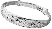 [NANHONG] 925 Sterling Silver Shining Stars Bangles CUFF BRACELET Bracelet Delicate Silver Bangle with Snowflake Carved, Sterling Silver, no stone