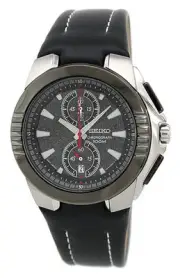SEIKO Chronograph SNN147 SNN147P1 Men Black Bezel Gray Dial 100m Quartz Watch