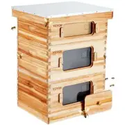 VEVOR Bee Hive 30 Frame Bee Hives Starter Kit, Beeswax Coated Cedar Wood, 2 Deep