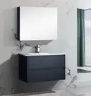 900mm Stone Top with Under Mount Ceramic Basin Matt Black Wall Hung Vanity