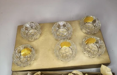 Vintage Made in Czechoslovakia Crystal Salt Cellars with spoons Bohemia Glass