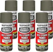 Rust-Oleum Automotive Self Etching Primer Spray Paint 340g – Dark Green, Rust Preventive, for Metal, Aluminium & Fibreglass (Pack of 6)