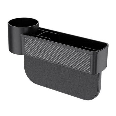 Car Seat Crevice Storage Box Auto Gap Organiser Pocket Black W/ Cup Holder Side (for: Saab)