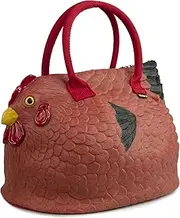 [DECCA C.] Original Reddish Brown Chicken Handbag Cute Hen Purse Tote Bag Novelty., Multicolored