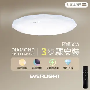 【EVERLIGHT億光】30W/50W/65W 恆鑽LED吸頂燈 遙控調光調色 保固2年