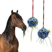 Horse Treat Ball 2 Pack Goat Feeder Ball Multipurpose Hanging Horse Ball Hay Feeder Durable Hay Feeder Toy for Horse Goat Sheep Tortoise Relieve Stress