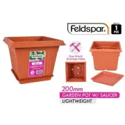 Planter Square Quadrant 20cm Pot Garden Octagon Flower Plastic Pots Saucer