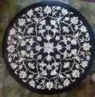 15" Black Round Marble Coffee Table Top MOP Inlay Pietra Dura Side Table Decors