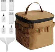 Travel Seasoning Kit, Camping Seasoning Organizer with 6 Bottles, Condiment Storage, Portable, Long Lasting, 15.5x15.5x15.5cm for BBQ Picnic
