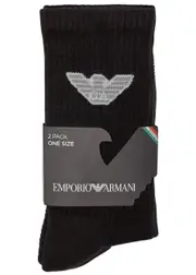Emporio Armani Logo-intarsia Cotton-blend Socks - set of two - Black - One Size ONE SIZE