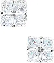 [JewelryWeb] 14k White Gold 9x9mm 4 Segment Square CZ Simulated Diamond Light Prong Set Earrings Stud Earring for Women