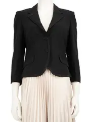Black Ruffle Trimmed Blazer