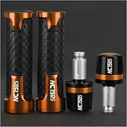 grip motorbike hand grips 7/8 22mm anti slip scoot For Hon@&da NC750 NC750S NC 750S 2014 2015 2012 2013 Motorcycle Accessories 7/8" 22MM Handlebar Grips Handle Bar Cap End Plugs(B orange set)