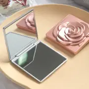 Compact Makeup Mirror Lightweight Hand-held Vintage Rose Double-sided Vanity