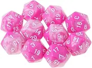 10pcs Acrylic Multi-Sided D20 Polyhedral Dice for Card Games 14mm, Pink White