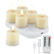 6 Rechargeable Flameless Votive Candles with Timer for Ivory - Rechargeable