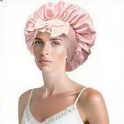 [Anicika] 100% Silk Bonnet for Sleeping, 22 Momme Pure Mulberry Silky Hair Bonnet Natural Silk Women Sleep Cap with Elastic Reversible Hair Wrap