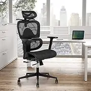 Advwin Ergonomic Office Chair 138° Reclining Breathable Mesh Desk Chair, High Back Computer Chairs Adjustable Lumbar Support Headrest Cushion, Executive Reclining Chair Black