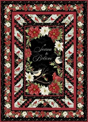 Quilt Kit - Medley In Red - 51" X 71" A Season To Believe Cardinal Panel Throw Q