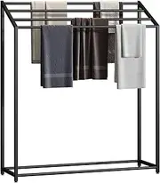 NEICELLE Bathroom Free Standing Towel Rack,Large 4 Tiers Metal Towel Bar Stand for Pool,Oversized Bath Towels Drying Rack Floor Blankets Rack (Black)