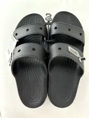 Crocs Unisex Classic Two-Strap Slide Sandals, Black, 13 US Men