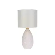 Royal Bright Ceramic Accent Table Lamp Light Retro Linen Shade - White