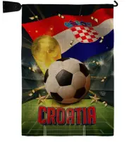 FIFA World Cup 2022 Team Croatia Flag Outdoor Home Decor Burlap Banner Room W...