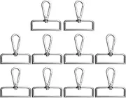 uxcell 10pcs Metal D Ring Lobster Claw Clasps 2.01" (51mm) Zinc Alloy 360 Degree Swivel Trigger Push Gate Snap Hooks for Keychains Jewelry Strap DIY Crafts, Silver