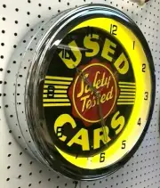 16" Safety Tested USED CARS Sign Neon Clock